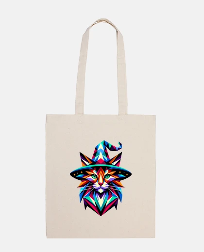 Bag polygonal geometric witch cat