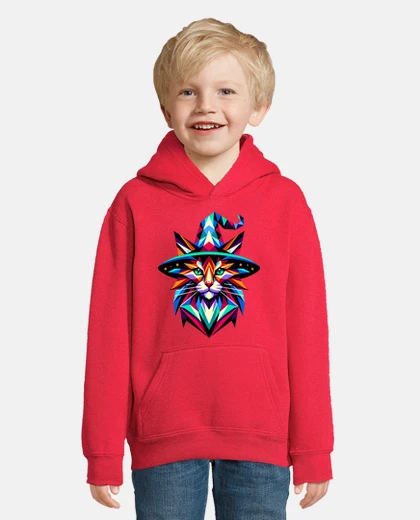 Kids polygonal geometric witch cat