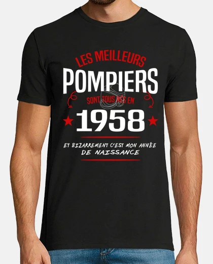 Tee-shirt Pompier et 1958 cadeau sapeur pompier