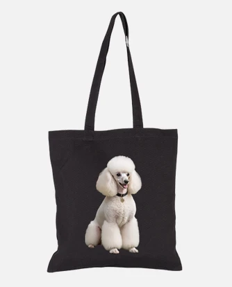 poodle large poodle pudel white dog student bag diary tote