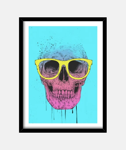 Framed pop art skull with glasses frame