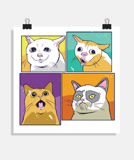 pop art comics style cats, meme, anime, artistic decoration poster