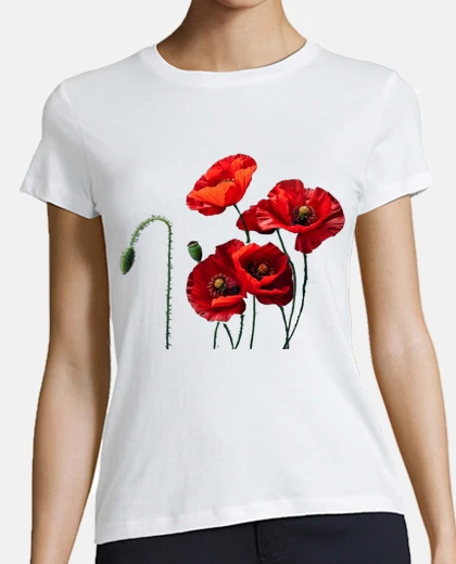 Playera poppies red flower of the fields