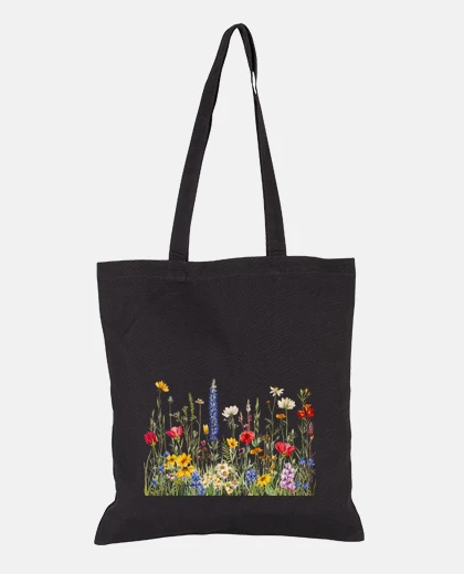 Bag poppies wild flowers forest student bag diary e-reader tote
