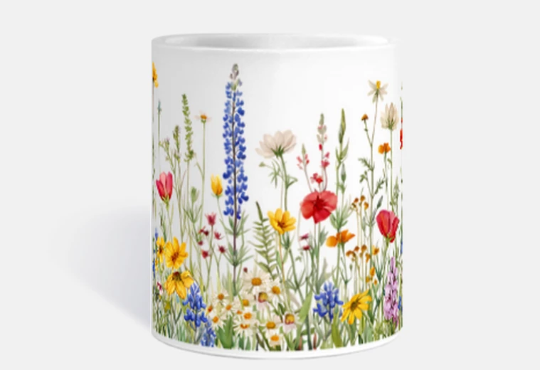 Cup poppies wild flowers forest to personalize romantic coffee tea cup