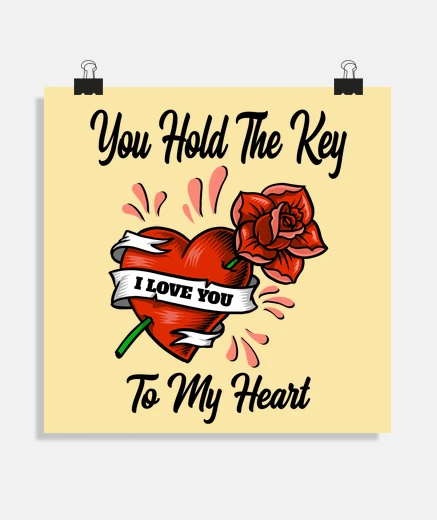 Póster Póster Amor Corazon Rosa Roja Enamorados I Love You Idea Regalo Pareja