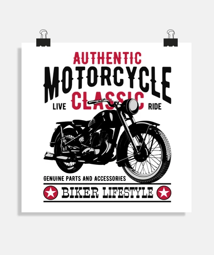 Poster poster biker authentic motorcycle classic mechanics custom motor bikers 70s 80s