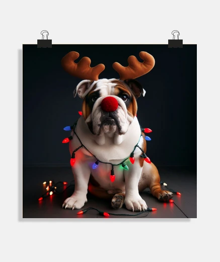 Poster poster di bulldog natale