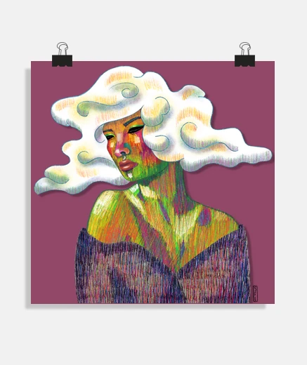 Poster poster di donna nuvola colorata