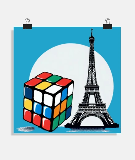 Poster poster di parigi torre eiffel e cubo magico ufficio soggiorno negozio ristorante stand poster
