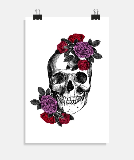 Poster poster di teschio e fiori