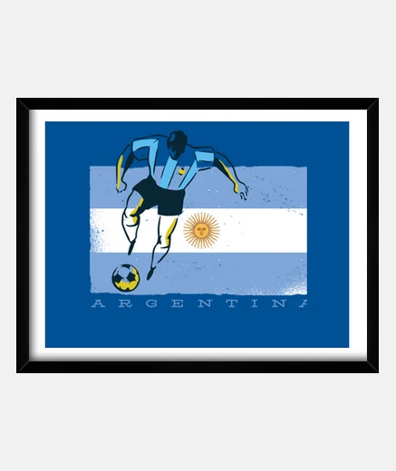Framed poster frame of supporting argentinian team in qatar. designd artist collector