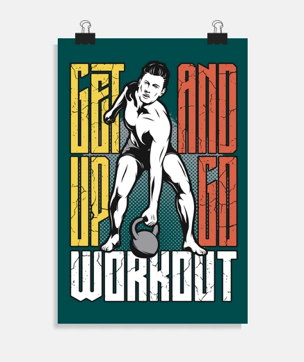 Poster poster gym retro fitness sport training gym