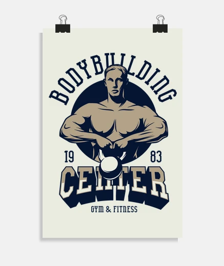 Poster poster gym sport bodybuilding retro style 1983 gym bodybuilder