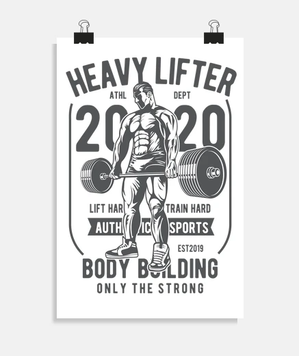 Poster poster gym workout weights retro body building gym