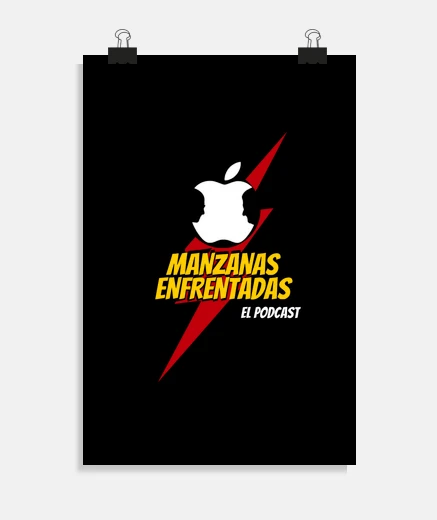 Poster Manzanas Enfrentadas  color negro con Logo grande