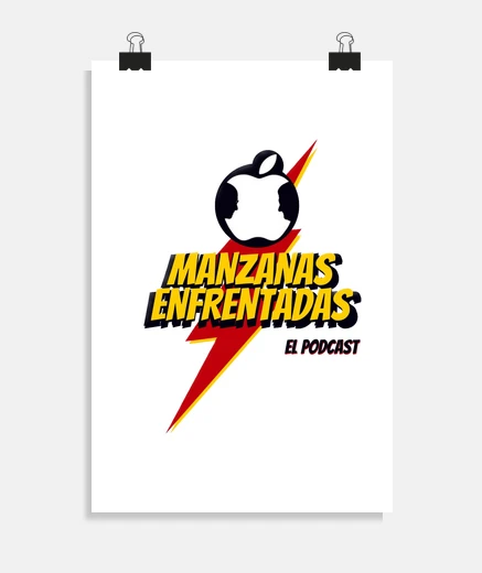 Poster Manzanas Enfrentadas color blanco con Logo grande