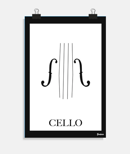 Poster poster minimalista per violoncello 20 x 30 cm