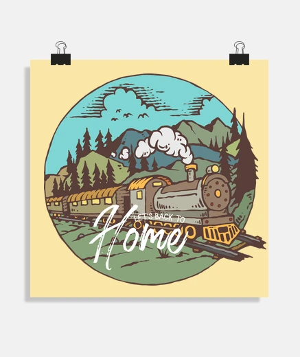 Poster poster old locomotive train retro vintage railway