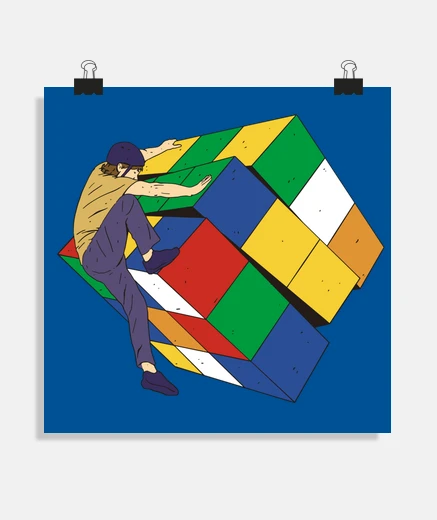Poster poster per adolescenti del cubo di rubik scalato da yamakasi