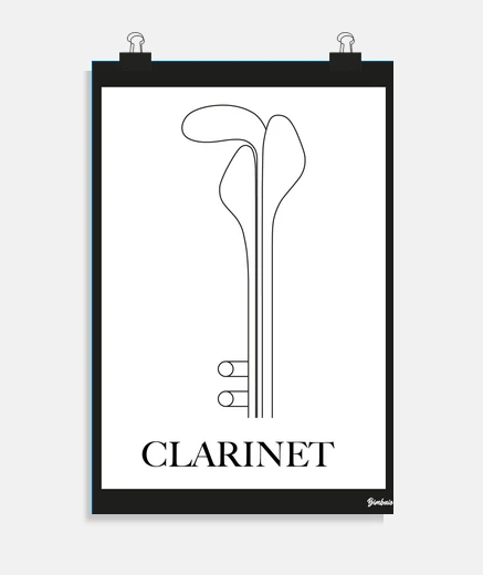 Poster poster per clarinetto minimalista 20 x 30 cm