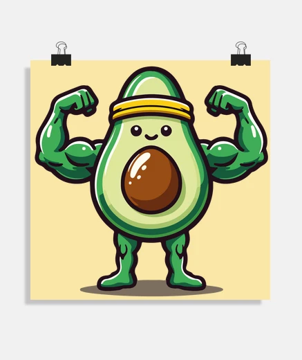 Poster poster per stand di club vegano di bodybuilding fitness avocado ufficio soggiorno bar negozio