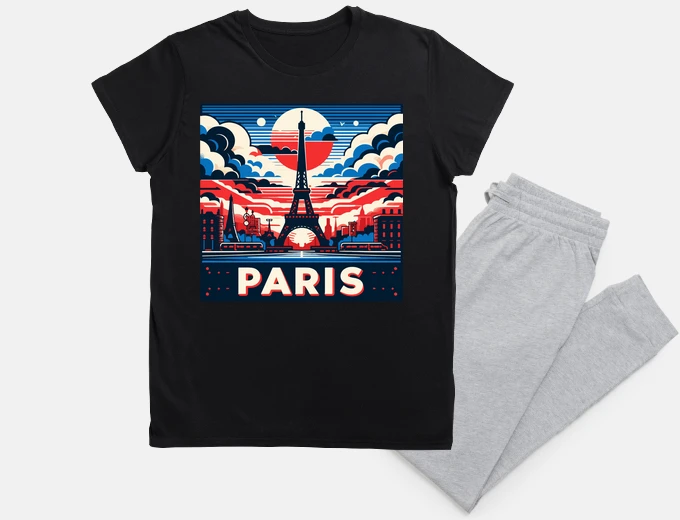 Pigiama poster retrò di viaggio a parigi