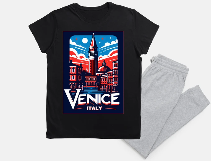 Pigiama poster retrò di viaggio a venezia