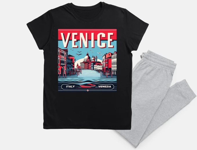Pigiama poster retrò di viaggio a venezia