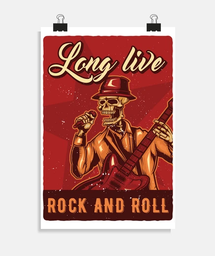 Poster poster skull rock e roll verticale 2: 3 - (20 x 30 cm)