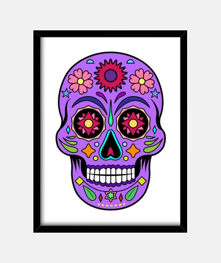 Quadro poster teschio messicano viola