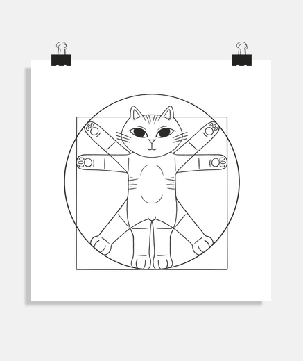 Poster poster, vinci vitruve cat, humorous each in leonardo da vinci.