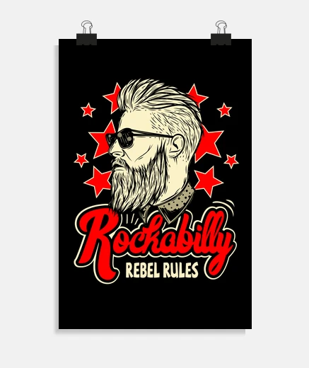 Poster poster vintage rockabilly rockers ribelli rules usa rock e roll di musica