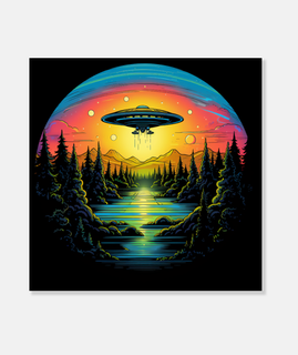 poster di osservazione del disco volante ufo