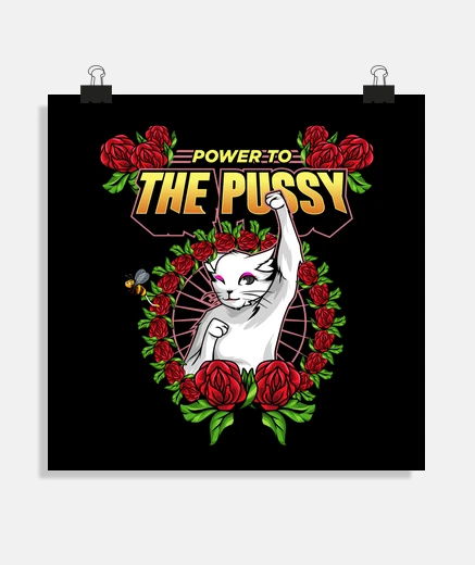 Poster potere ai gatti, potere della figa, poster femminista