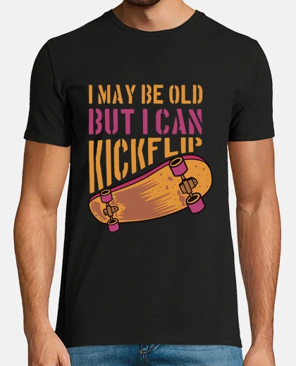T-shirt potrei essere vecchio ma posso fare kickflip in modo sarcastico e divertente