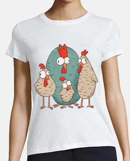 Tee-shirt poule poules poussins coq dessin