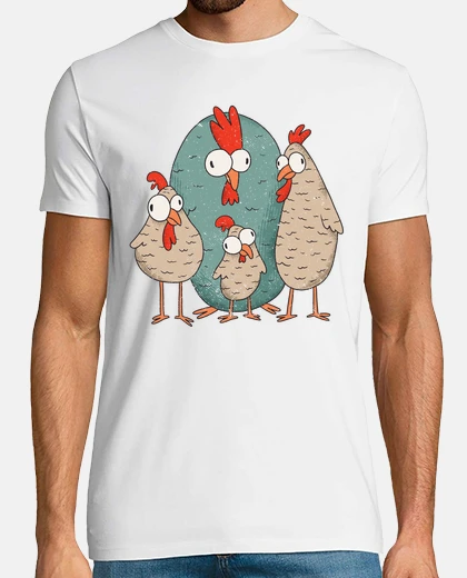 Tee-shirt poule poules poussins coq dessin