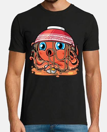 Tee-shirt poulpe ramen bol nouilles japonais