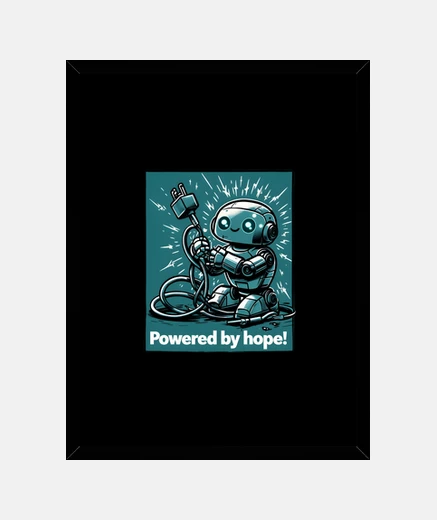 Framed Powered by Hope  Adorable Robot with