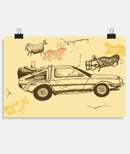 Poster prehistoric delorean