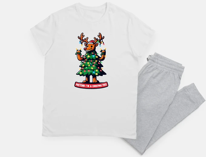 Pyjama Pretend im a christmas tree funny reind