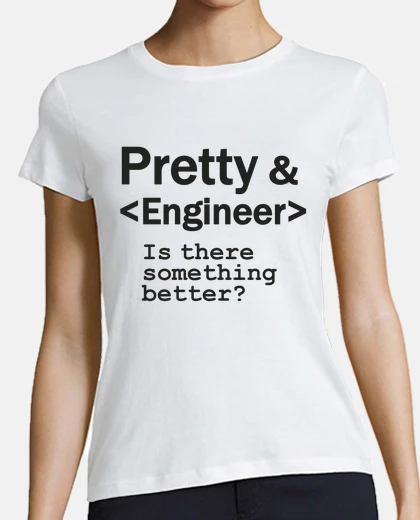 T-shirt pretty illustrazione dell'ingegnere e dell'ingegnere della camicia della donna bella