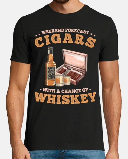 Tee-shirt prévisions week-end cigares et whisky
