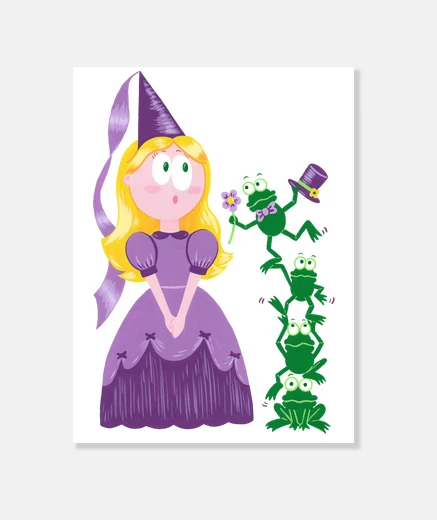 Stampa principessa e rane