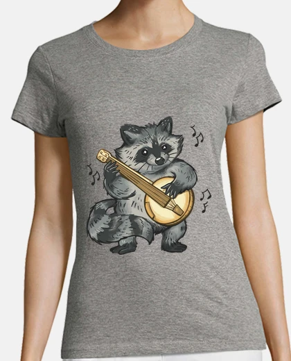 T-shirt procione che suona il banjo, ai vecchi tempi,
