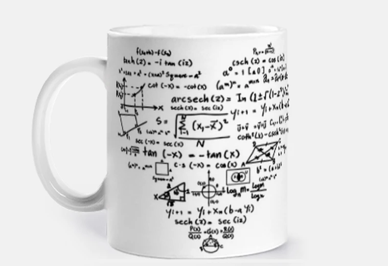 Mug professeur de mathématiques coeur à personnaliser tasse café thé meilleures facultés 