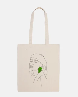 profilo di donna minimalista - tote bag, colore naturale