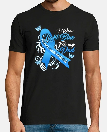Tee-shirt Prostate Cancer Awareness I Wear Light Blue For My Dad Support Father Ribbon Butterfly Men Gift