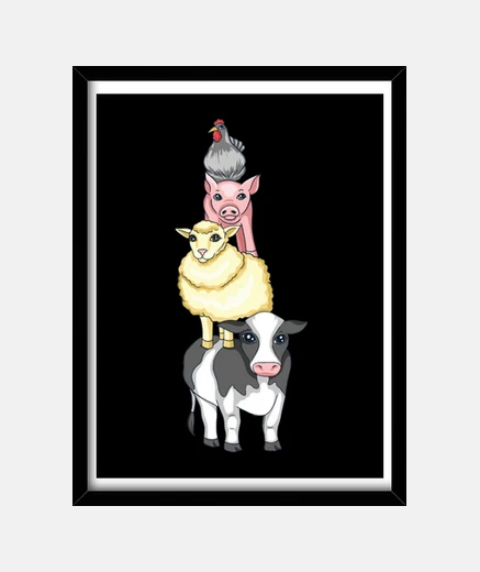 Quadro protezione degli animali, vegano, decorazione, agricoltore,